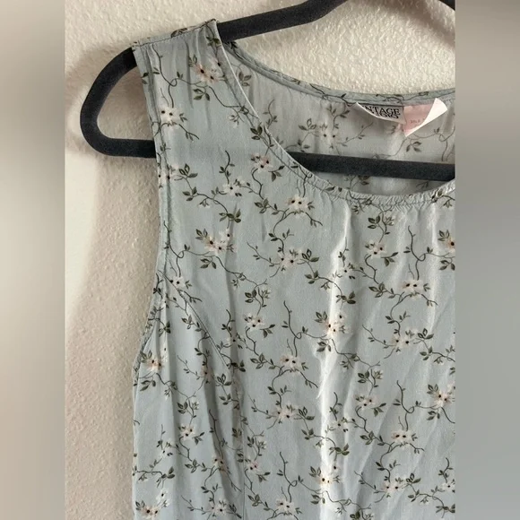 Vintage Studio 90s Dainty Floral Sack Maxi Dress Light Blue Womens Size 12 - Picture 2 of 9